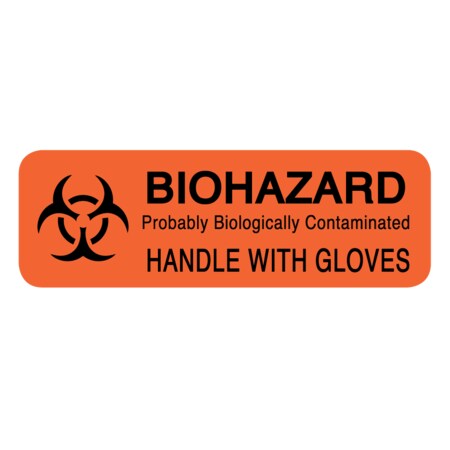 Nevs Biohazard Probably Biologically Contaminated Handle With Gloves1" x 3" LW-0013